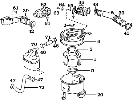 8/92-1997 air cleaner assembly housing and filter element