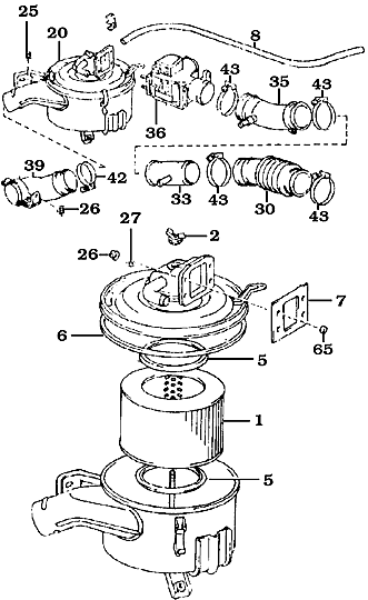 9/87-8/92 air cleaner assembly housing and filter element