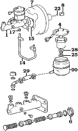 parts diagram single reservoir dual piston land cruiser brake master cylinder