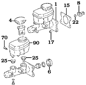 8/92-1/98 Brake Master Cylinder Assembly