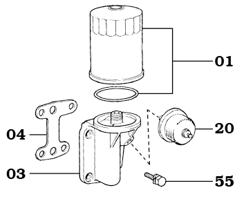 9/73-8/87 2F Engine Land Cruiser Spin-On Type Oil Filter without Oil Cooler