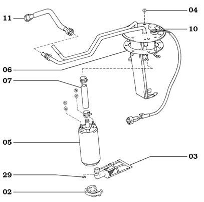 8/87-1/90 62 Series Fuel Pump Assembly