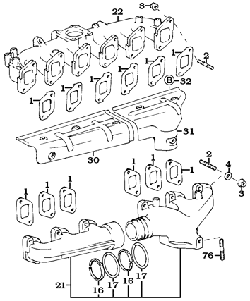 11/84-1/90 2H Diesel Land Cruiser Intake and Exhaust Manifold