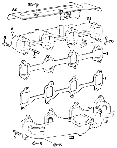8/80-1/90 B, 3B and 13BT Diesel Land Cruiser Intake and Exhaust Manifold