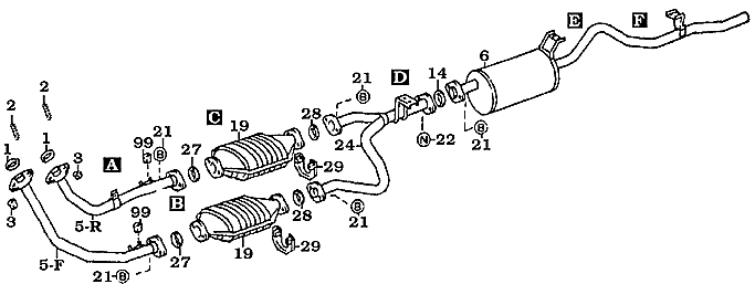 8/87-1/90 FJ62 Exhaust Systems Assembly