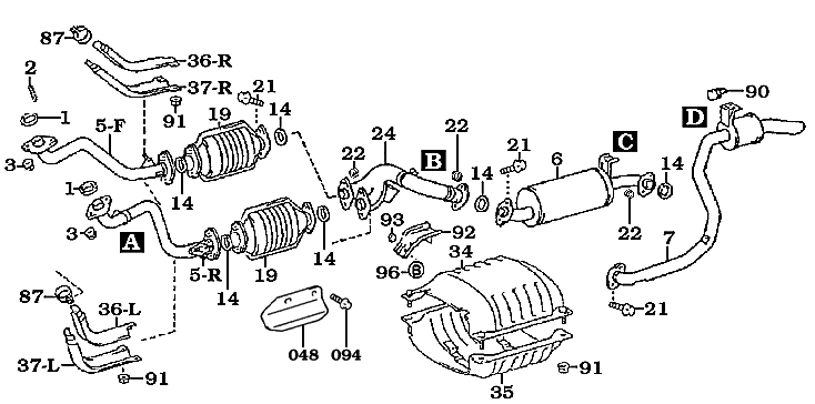 8/92-1/95 FZJ80 Exhaust System Assembly