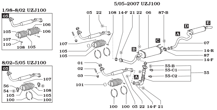 100 Series Exhaust System Assembly