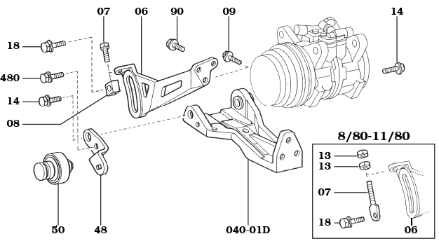 FJ40 and FJ55 Air Conditioning and Compressor Bracket Assembly