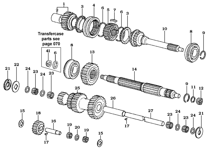 3 Speed Transmissin Shafts and Gears