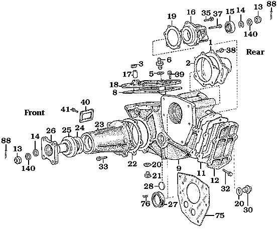1963-8/80 Land Cruiser Transfercase Case Assembly