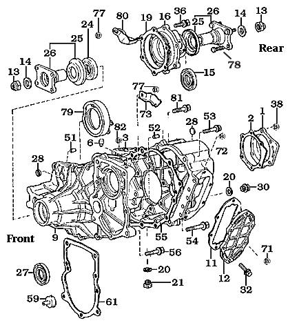 8/80 and later Split Case Transfercase - Case Assembly