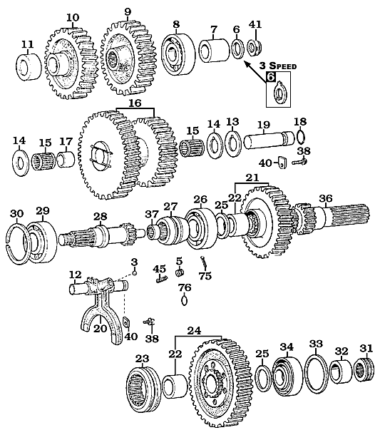 1963-7/80 Transfercase Shafts and Gears