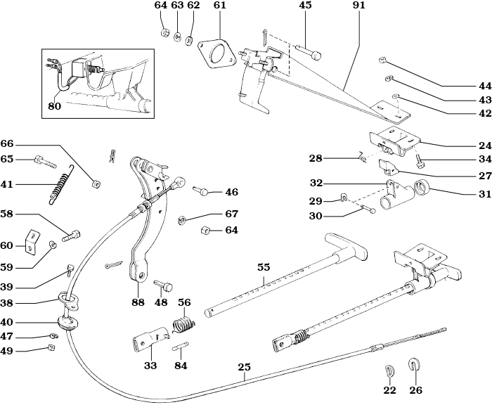 1958-1979 40 Series Land Cruiser Parking Brake Lever