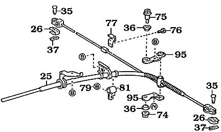 1/90-1/98 80 Series Parking Brake Cable Assembly