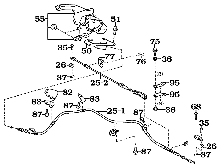 1/98 and 2006 100 Series Parking Brake Assembly