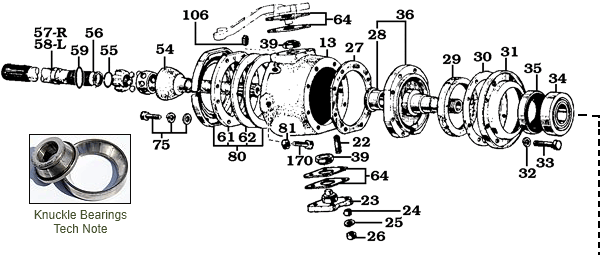 1968-1/90 40, 55, 60 & 62 Series Steering Knuckle Assembly