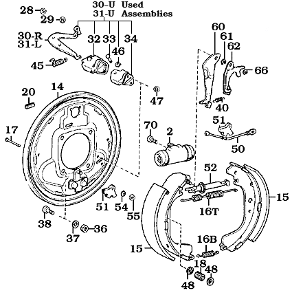 8/80-1/98 Rear Drum Brakes Assembly