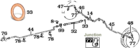7/70-9/71 40 Series Land Cruiser Brake Line Assembly - REAR