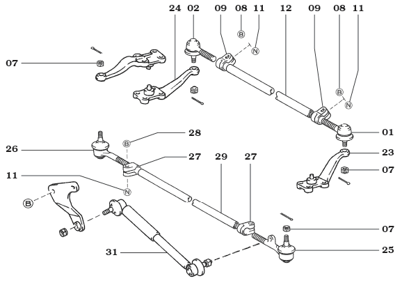 Tie Rod Steering Assembly for LJ and RJ70 Land Cruiser