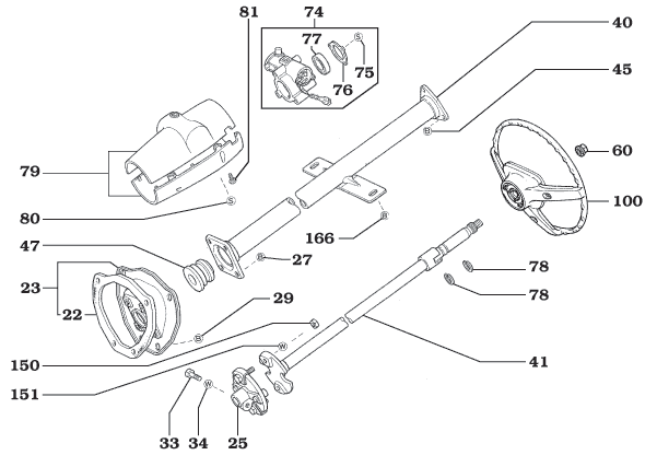 8/80-1984 Non-Colapsable FJ40 Steering Column