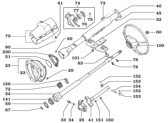 8/80-1984 Colapsable FJ40 Steering Column