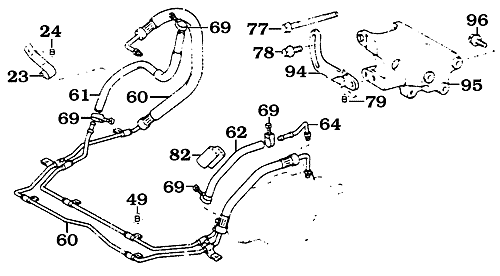 8/87-1/90 62 Series Power Steering Hose Assembly