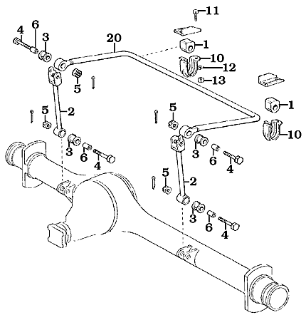 FJ45 Pickup and FJ55 Wagon Rear Stabilizer Bar Assembly