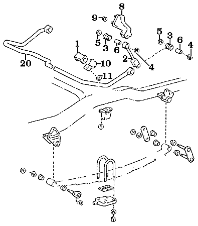 FJ62 Rear Stabilizer Bar Assembly