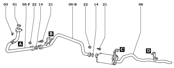11/84-1/90 BJ7# 3B & 13BT Diesel Exhaust Assembly