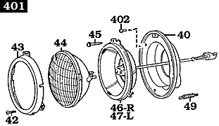 9/71-1984 FJ40 Land Cruiser Headlight Assembly