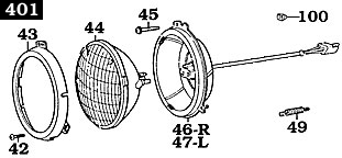 9/71-1984 FJ40 Land Cruiser Headlight Assembly