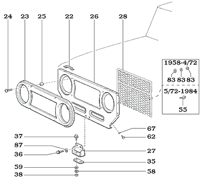 1963-1978 Bib nd Grill Assembly