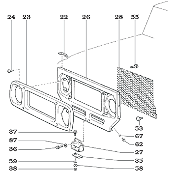 1979-1984 Bib nd Grill Assembly