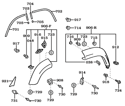 1/95-1/98 80 Series Rear Factory Fender Flares