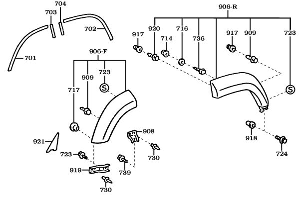1/95-1/98 80 Series Rear Factory Fender Flares