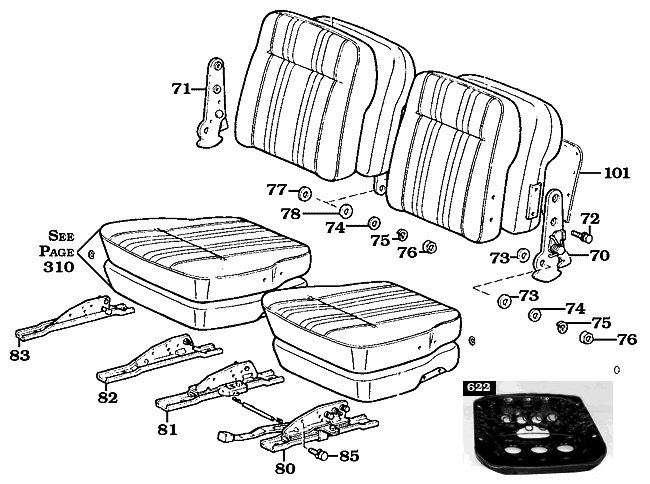 2/72-1978 FJ40 Bucket Seats Assembly