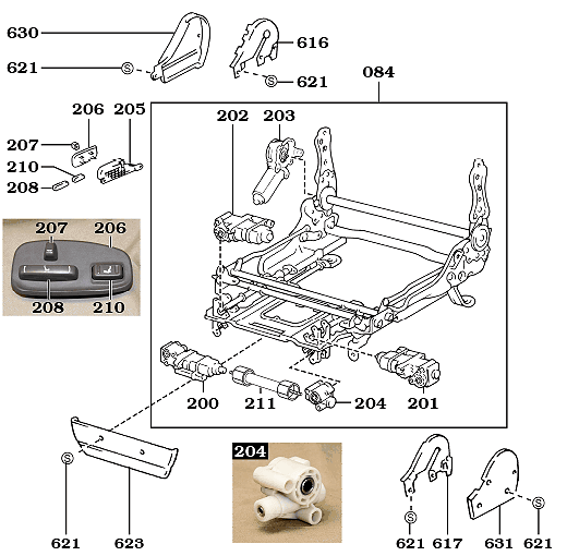 1/90-1/98 80 Series — Front Electric Seat Frame
