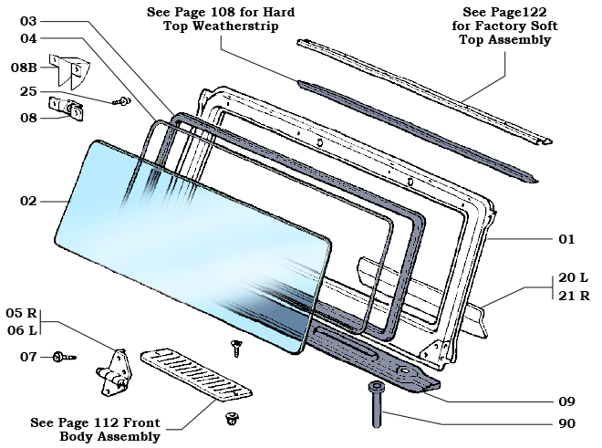 1965-12/74 FJ40 and FJ45 Land Cruiser Windshield Assembly