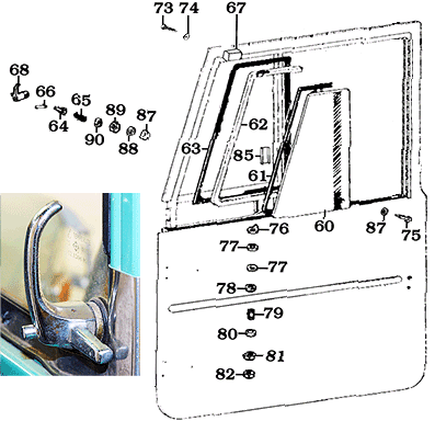 1968-1974 FJ40 and FJ45 Land Cruiser Front Door Wind Wing Assembly