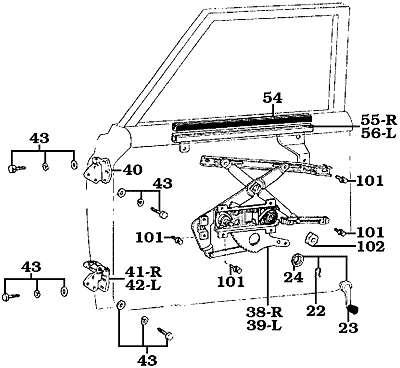 FJ55 Front Door Window Regulator