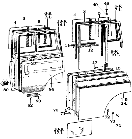 FJ55 Rear Passenger Door Assemly