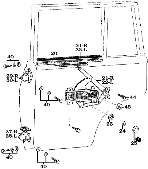 FJ55 Rear Door Window Regulator