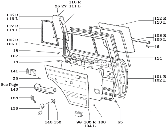 FJ60 and FJ62 Rear Passenger Door Assembly