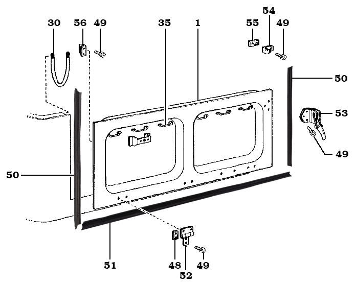 FJ45 Land Cruiser Short Bed Tailgate Assembly
