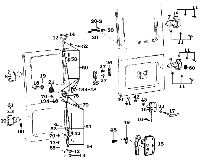 Ambulance Style Door Hinges and Latches
