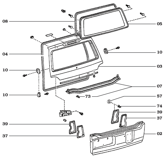 UZJ100 Tailgate Assembly