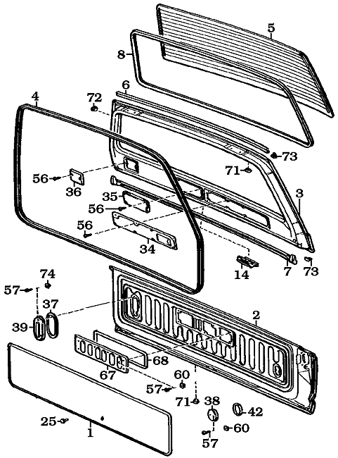 FJ60 and FJ62 Tailgate Assembly