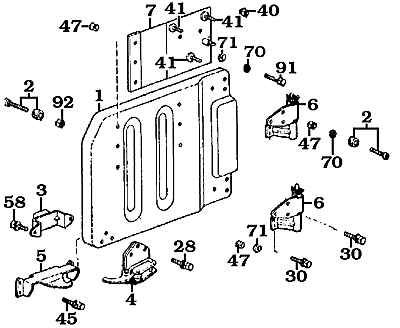 9/71-1274 FJ40 Spare Tire Carrier Assembly