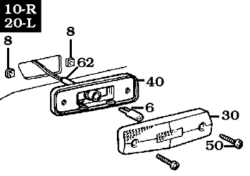 8/80-1/90 FJ60  and FJ62 Rear Side Marker Light Assembly