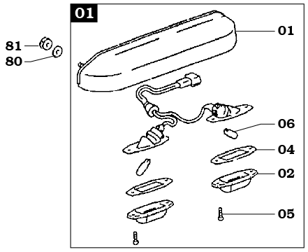 1/90-1/98 80 License Plate Lamp Series Assembly
